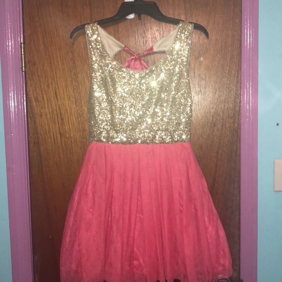 Pink & Gold Hoco Dress - Picture 2 of 4